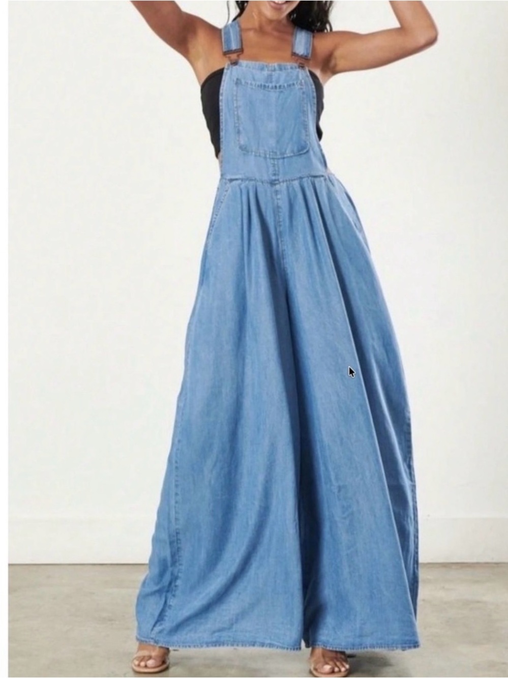 Light Wash Tencel Wide Leg Overalls